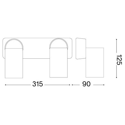 Ideal Lux - LED sienas prožektors RUDY 2xGU10/7W/230V CRI 90 melns