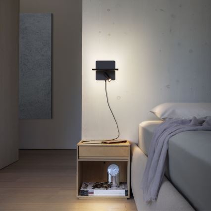 Ideal Lux - LED sienas punktveida gaismeklis PIANO LED/10W/230V CRI 90 USB melns