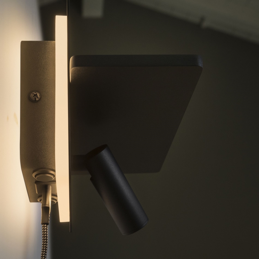 Ideal Lux - LED sienas punktveida gaismeklis PIANO LED/10W/230V CRI 90 USB melns