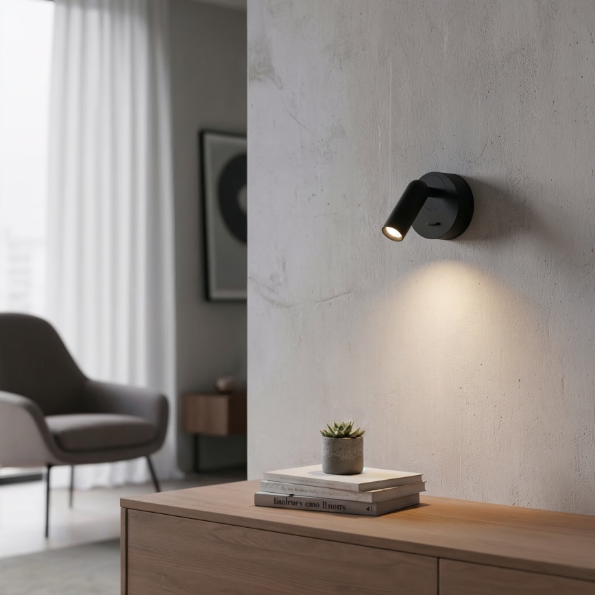 Ideal Lux - LED Sienas starmetis BEAN LED/3W/230V CRI 90 melna