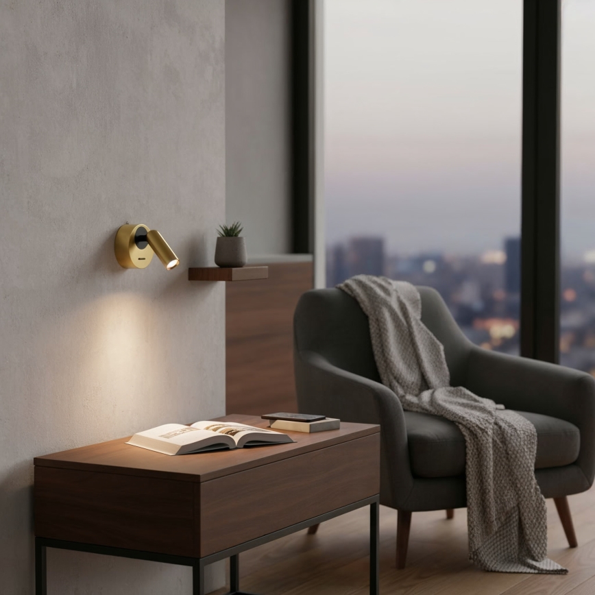 Ideal Lux - LED Sienas starmetis BEAN LED/3W/230V CRI 90 misiņš