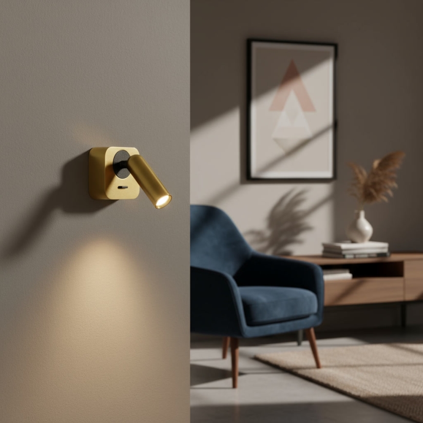 Ideal Lux - LED Sienas starmetis BEAN LED/3W/230V CRI 90 zelta