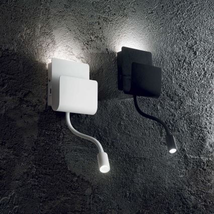 Ideal Lux - LED Sienas starmetis ar pielāgojama lampiņa PROBE LED/9,5W/230V USB CRI 90 balta