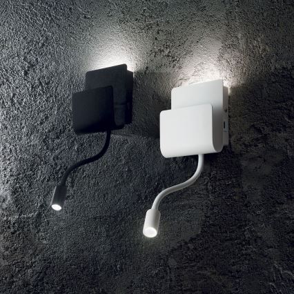 Ideal Lux - LED Sienas starmetis ar pielāgojama lampiņa PROBE LED/9,5W/230V USB CRI 90 melna