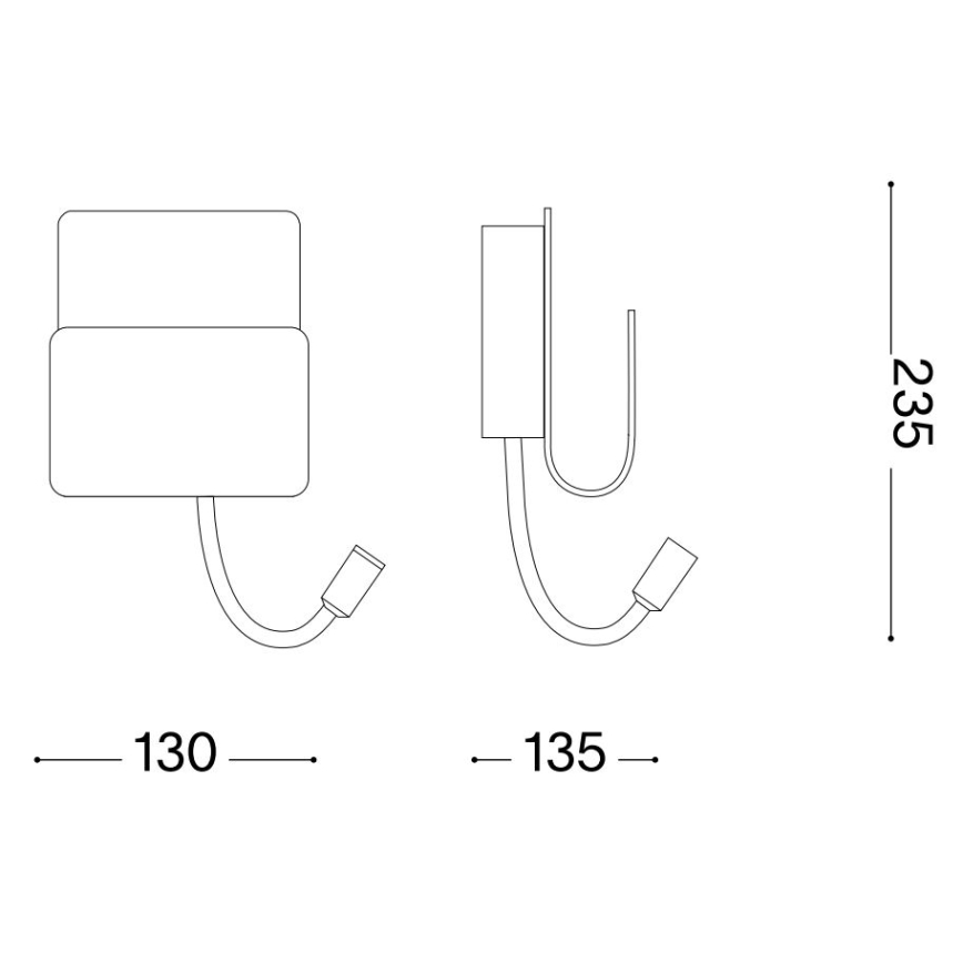 Ideal Lux - LED Sienas starmetis ar pielāgojama lampiņa PROBE LED/9,5W/230V USB CRI 90 melna