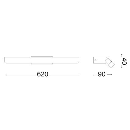 Ideal Lux - LED Vannas istabas spoguļa apgaismojums RIFLESSO LED/16W/230V 62 cm CRI 90 IP54 melna
