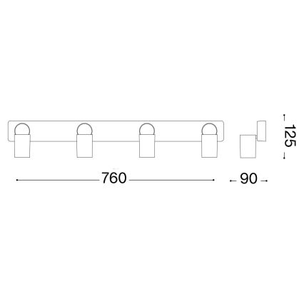 Ideal Lux - LED Starmetis RUDY 4xGU10/7W/230V CRI 90 melna