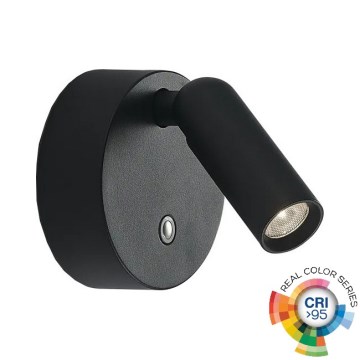 Ideal Lux - LED uzlādējams pieskāriena vadāms sienas akcenta gaismeklis ar regulējamu spilgtumu BEAN LED/3W/5V 2200 mAh CRI 95 melns