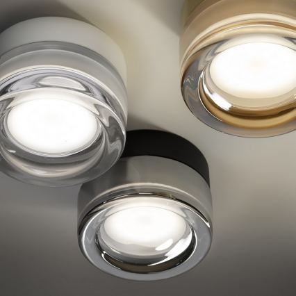 Ideal Lux - LED griestu gaismeklis vannas istabai LOLLY 1xGX53/9W/230V Ø 10,5 cm IP44 melns/dūmakaini melns