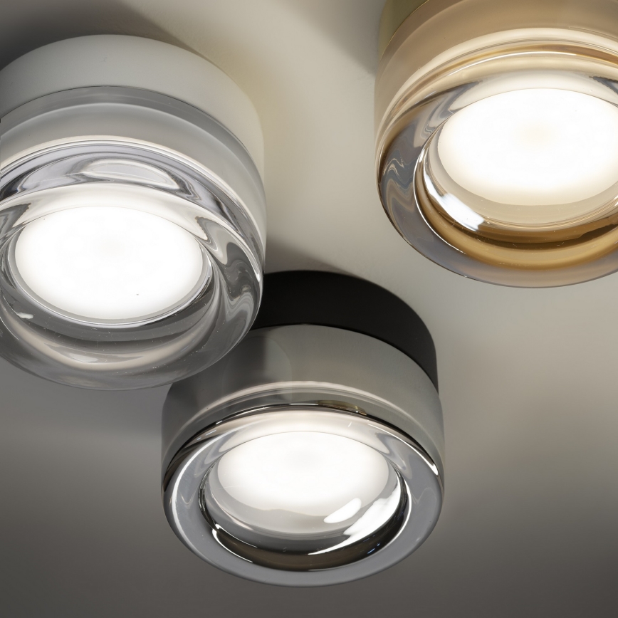 Ideal Lux - LED griestu gaismeklis vannas istabai LOLLY 1xGX53/9W/230V Ø 10,5 cm IP44 melns/dūmakaini melns