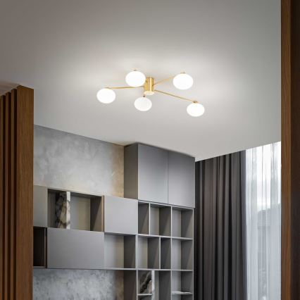Ideal Lux - LED Virsapmetuma lustra HERMES 5xG9/3W/230V d. 90 cm zelta