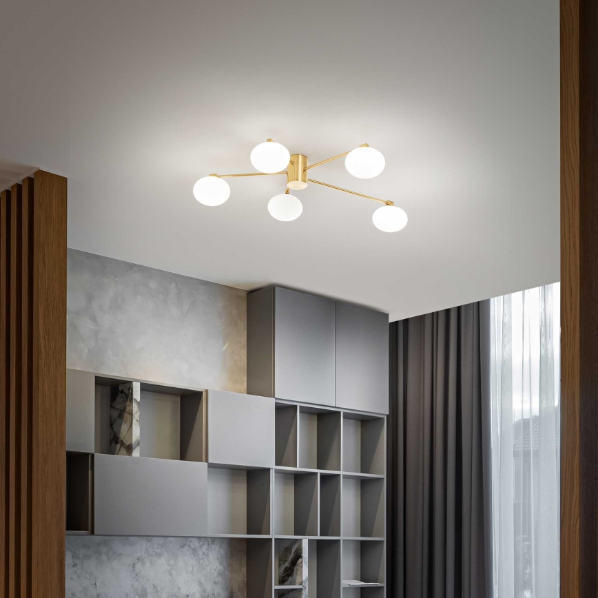 Ideal Lux - LED Virsapmetuma lustra HERMES 5xG9/3W/230V d. 90 cm zelta