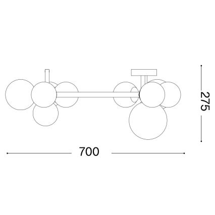Ideal Lux - LED Virsapmetuma lustra PERLAGE 10xG9/3W/230V d. 70 cm zelta/dūmakains