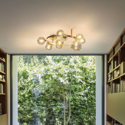 Ideal Lux - LED piestiprināms griestu lustrs PERLAGE 10xG9/3W/230V diametrs 70 cm zelta/dūmakaini bēšs