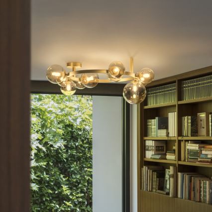 Ideal Lux - LED piestiprināms griestu lustrs PERLAGE 10xG9/3W/230V diametrs 70 cm zelta/dūmakaini bēšs