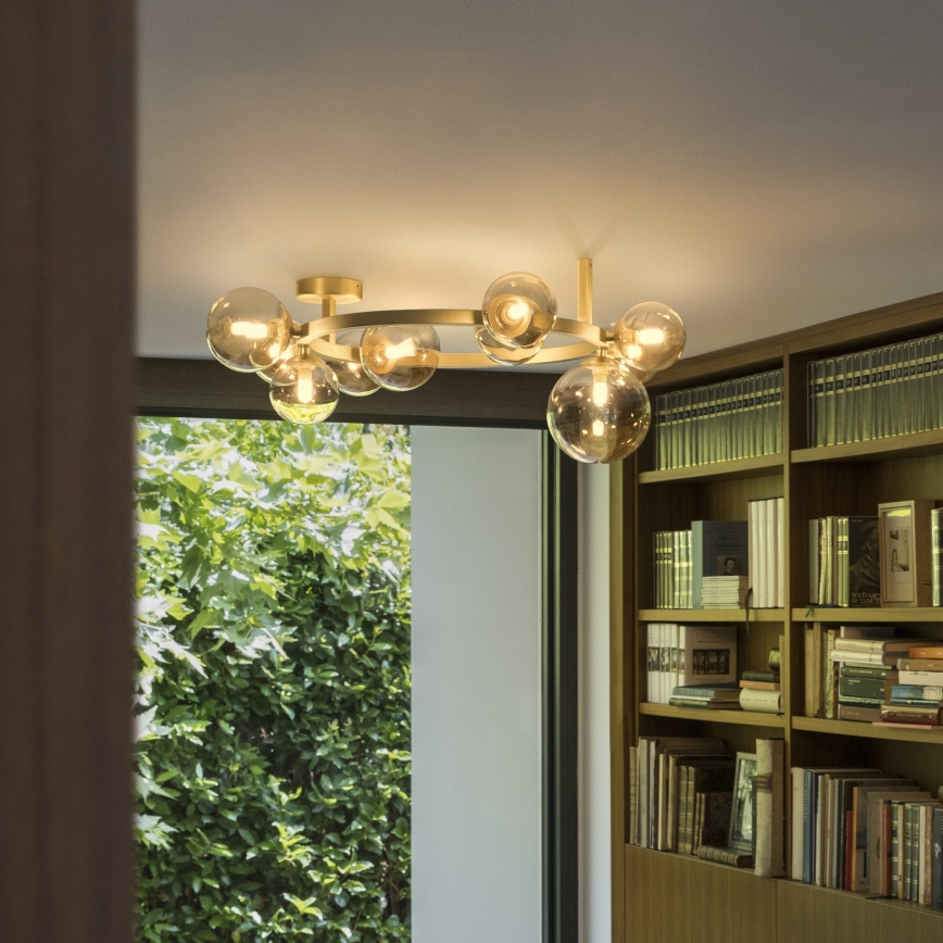 Ideal Lux - LED piestiprināms griestu lustrs PERLAGE 10xG9/3W/230V diametrs 70 cm zelta/dūmakaini bēšs