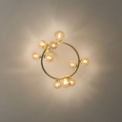 Ideal Lux - LED piestiprināms griestu lustrs PERLAGE 10xG9/3W/230V diametrs 70 cm zelta/dūmakaini bēšs