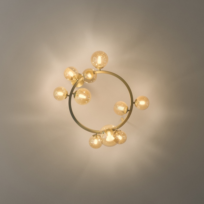 Ideal Lux - LED piestiprināms griestu lustrs PERLAGE 10xG9/3W/230V diametrs 70 cm zelta/dūmakaini bēšs
