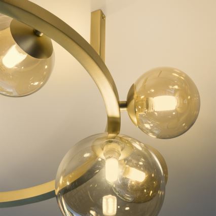 Ideal Lux - LED piestiprināms griestu lustrs PERLAGE 10xG9/3W/230V diametrs 70 cm zelta/dūmakaini bēšs