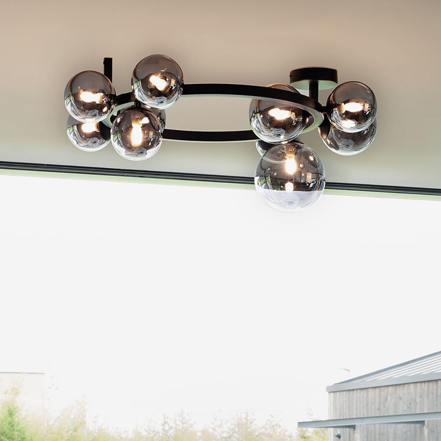 Ideal Lux - LED virsmas montējamais lustrs PERLAGE 10xG9/3W/230V Ø 70 cm melna/dūmaina melna