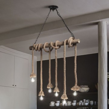 Ideal Lux - Lustra ar auklu CANAPA 6xE27/15W/230V brūna