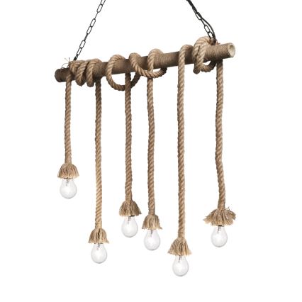 Ideal Lux - Lustra ar auklu CANAPA 6xE27/15W/230V brūna