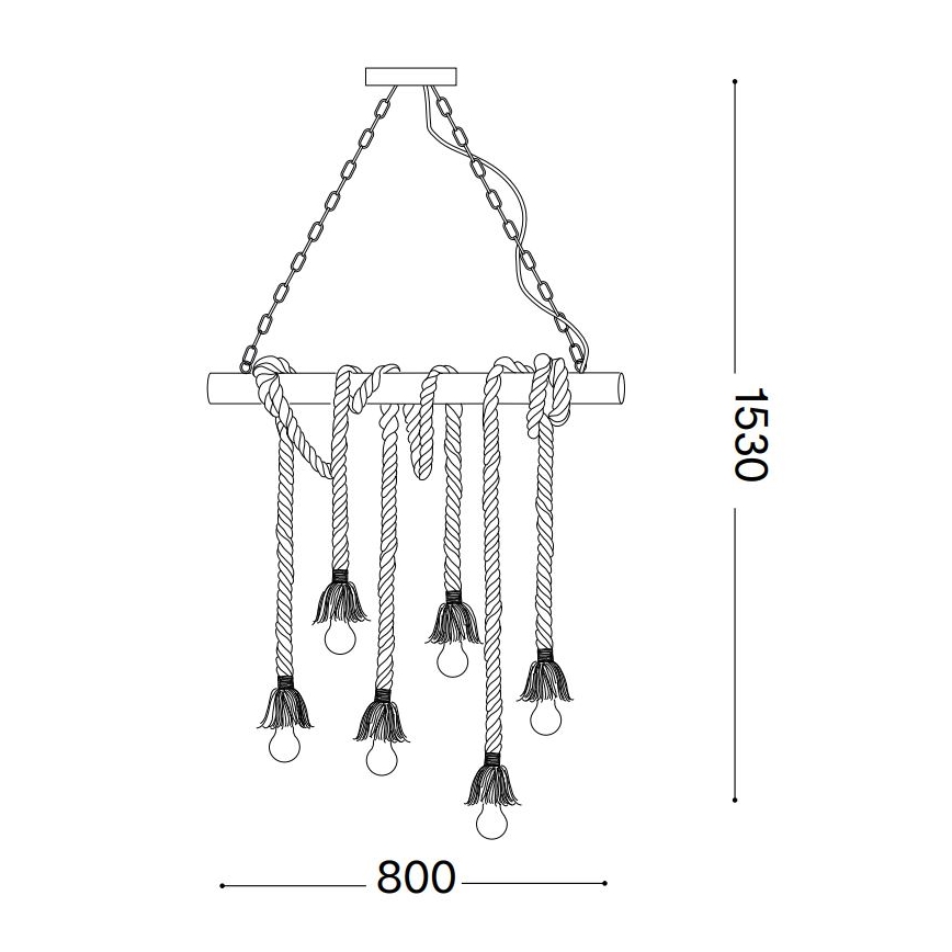 Ideal Lux - Lustra ar auklu CANAPA 6xE27/15W/230V brūna