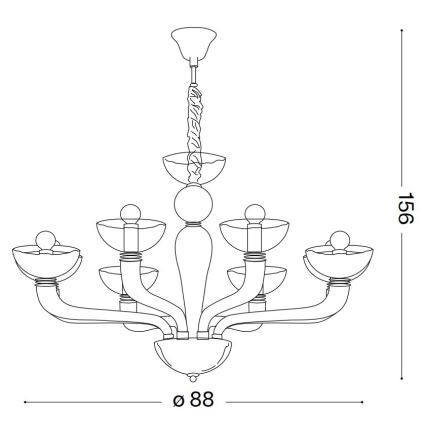 Ideal Lux – Lustra ar auklu CASANOVA 8×E14/40W/230V