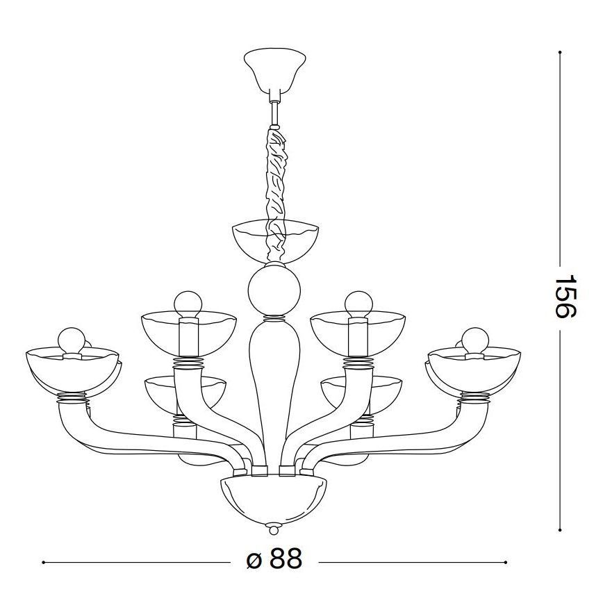 Ideal Lux – Lustra ar auklu CASANOVA 8×E14/40W/230V