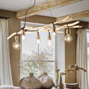 Ideal Lux - Lustra ar auklu DRIFTWOOD 6xE27/60W/230V guava