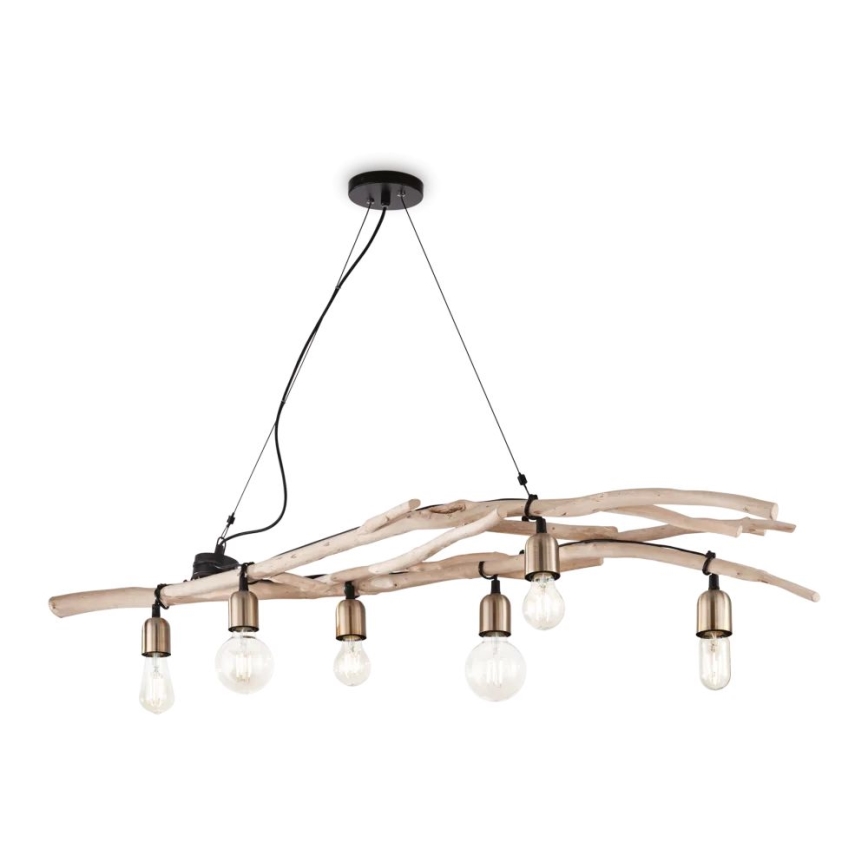 Ideal Lux - Lustra ar auklu DRIFTWOOD 6xE27/60W/230V guava