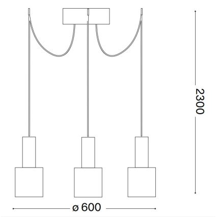 Ideal Lux - Lustra ar auklu HOLLY 3xE27/60W/230V zirneklis melna