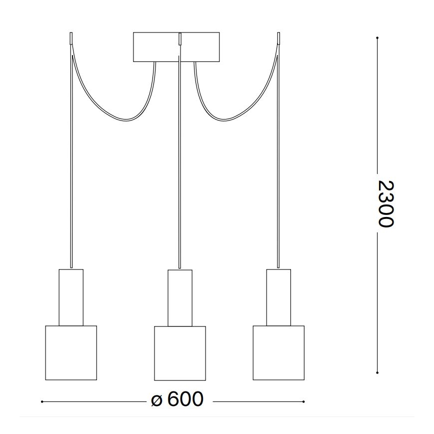 Ideal Lux - Lustra ar auklu HOLLY 3xE27/60W/230V zirneklis melna
