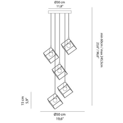 Ideal Lux - Lustra ar auklu ICE 5xE27/60W/230V d. 50 cm balta