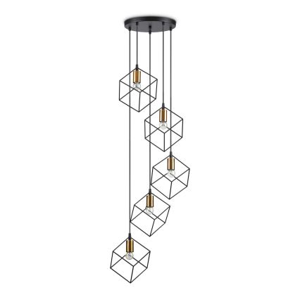 Ideal Lux - Lustra ar auklu ICE 5xE27/60W/230V d. 50 cm melna