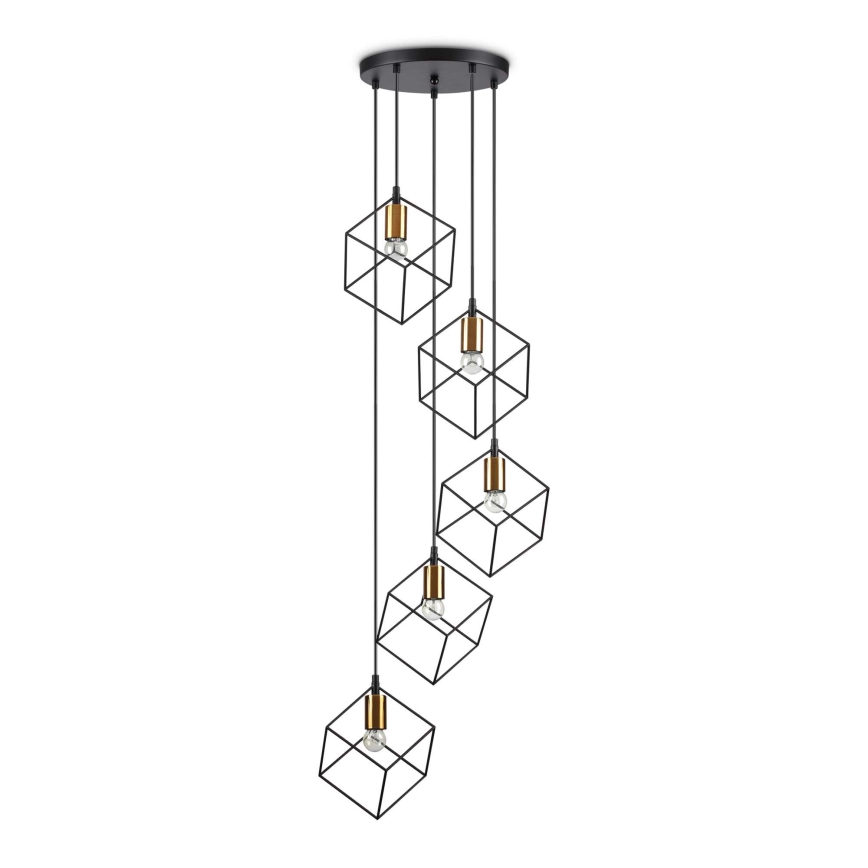 Ideal Lux - Lustra ar auklu ICE 5xE27/60W/230V d. 50 cm melna