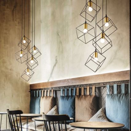 Ideal Lux - Lustra ar auklu ICE 5xE27/60W/230V d. 50 cm melna