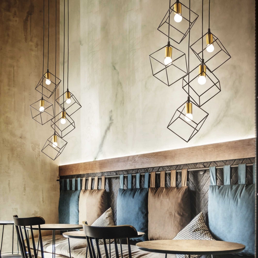 Ideal Lux - Lustra ar auklu ICE 5xE27/60W/230V d. 50 cm melna