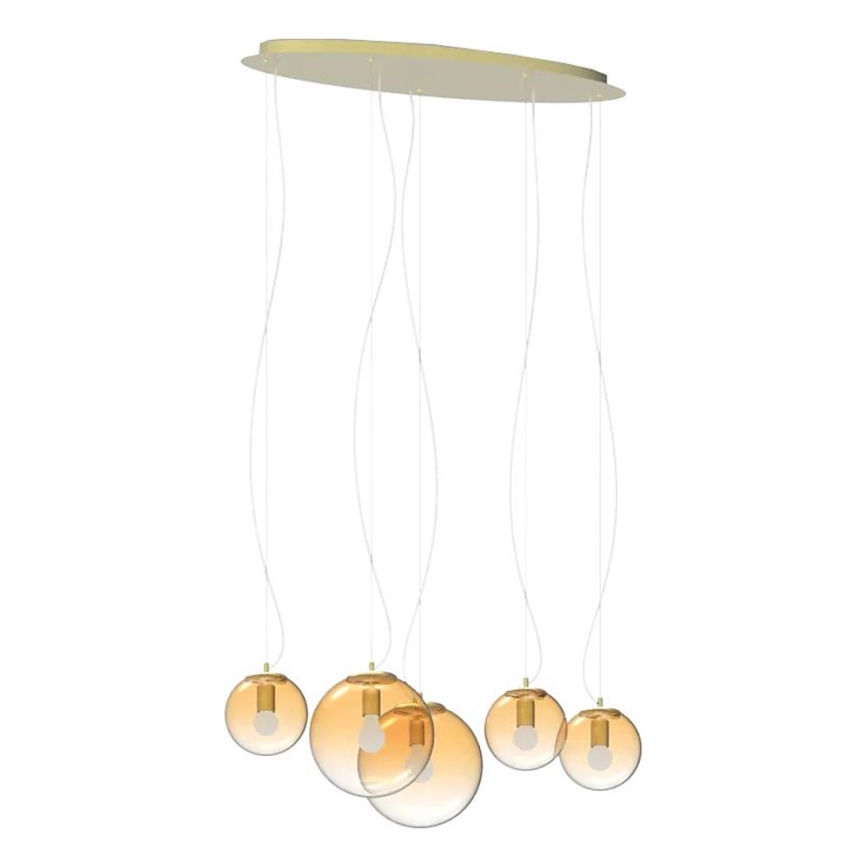 Ideal Lux - Lustra ar auklu MAPA 5xE27/42W/230V zelta/dūmakains