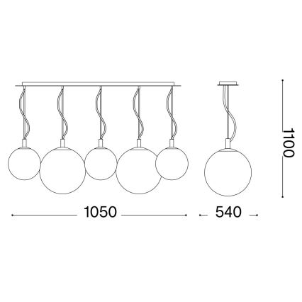 Ideal Lux - Lustra ar auklu MAPA FADE 5xE27/60W/230V spīdīgi hromēts