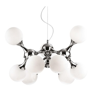 Ideal Lux - Lustra ar auklu NODI 9xE14/40W/230V spīdīgi hromēts/balta
