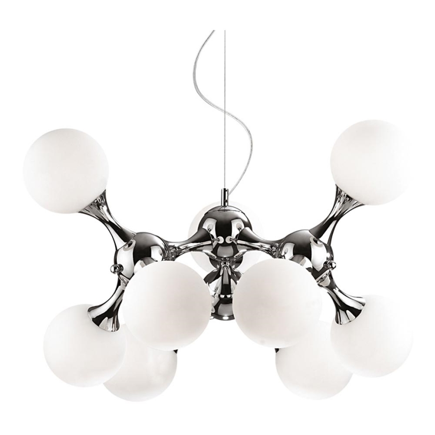 Ideal Lux - Lustra ar auklu NODI 9xE14/40W/230V spīdīgi hromēts/balta