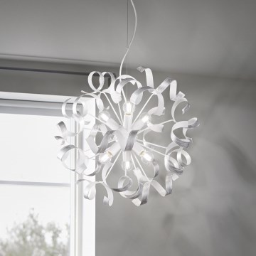 Ideal Lux - Lustra ar auklu VORTEX 6xE14/40W/230V d. 53 cm sudraba/patina