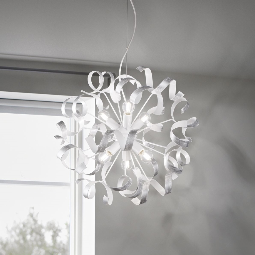 Ideal Lux - Lustra ar auklu VORTEX 6xE14/40W/230V d. 53 cm sudraba/patina
