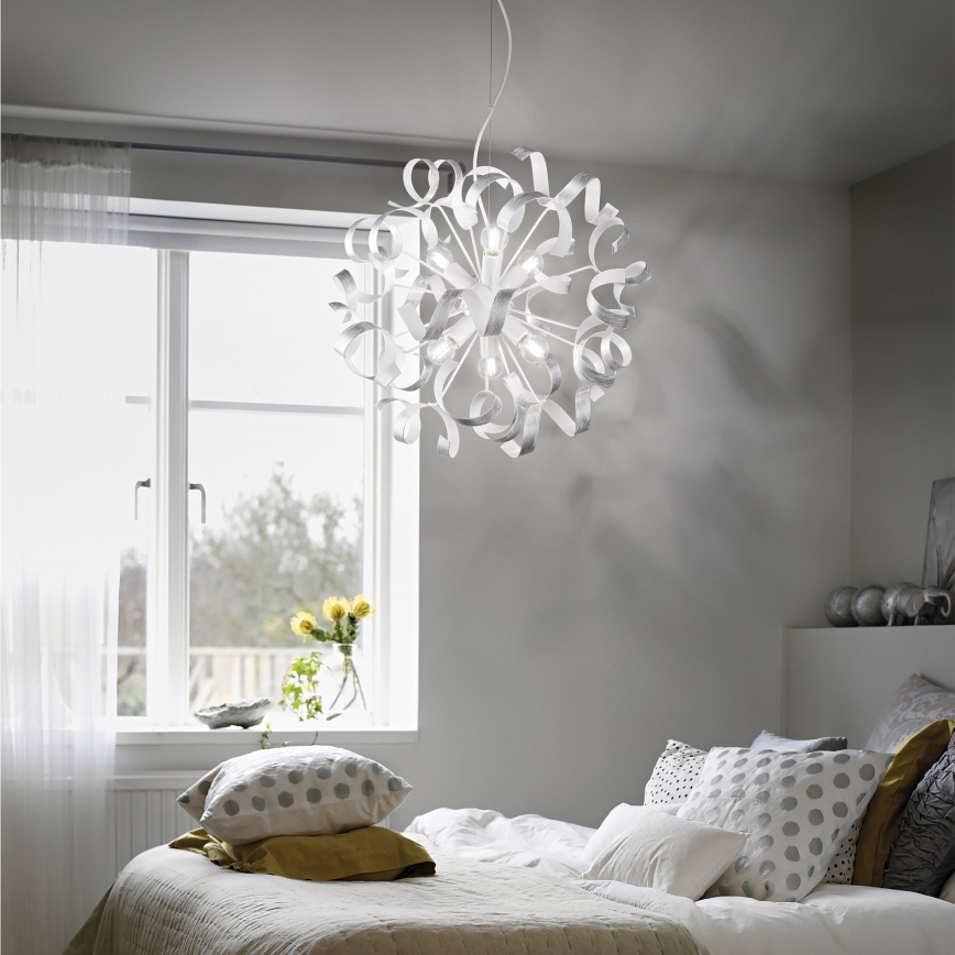Ideal Lux - Lustra ar auklu VORTEX 6xE14/40W/230V d. 53 cm sudraba/patina