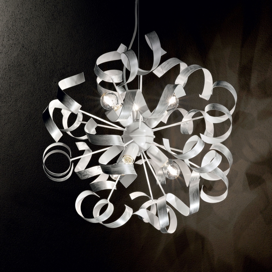 Ideal Lux - Lustra ar auklu VORTEX 6xE14/40W/230V d. 53 cm sudraba/patina