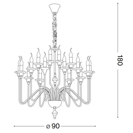 Ideal Lux - Lustra ar ķēdi ARTU 16xE14/40W/230V d. 90 cm spīdīgi hromēts