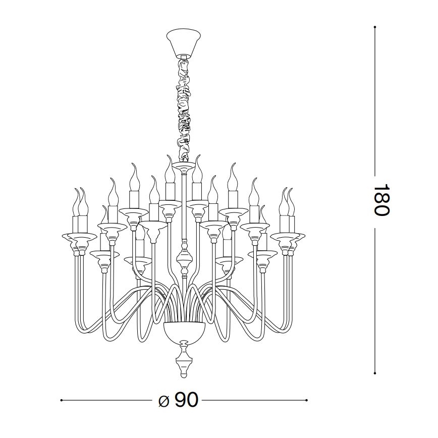 Ideal Lux - Lustra ar ķēdi ARTU 16xE14/40W/230V d. 90 cm spīdīgi hromēts