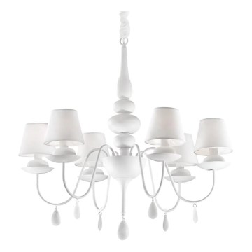Ideal Lux - Lustra ar ķēdi BLANCHE 6xE14/40W/230V d. 75 cm balta