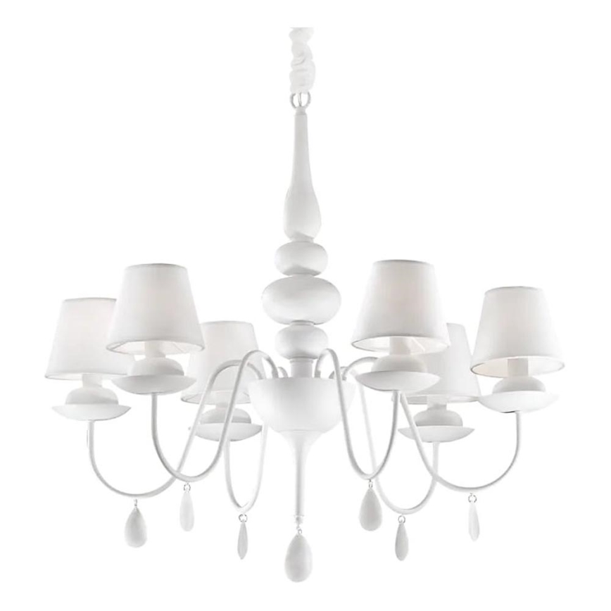 Ideal Lux - Lustra ar ķēdi BLANCHE 6xE14/40W/230V d. 75 cm balta